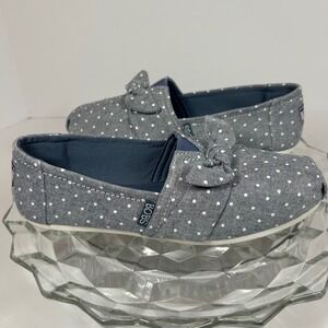 BOBS from Skechers Polka Dot Bow Slip On Casual Comfort Shoes Womens Size 7.5